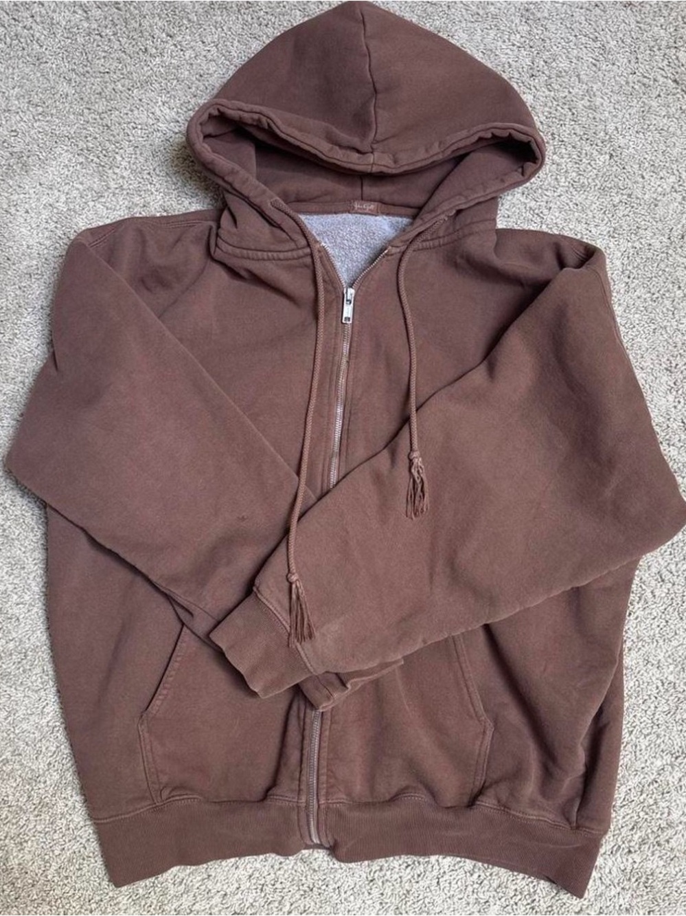 Brandy Melville oversized brown zip up